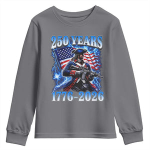 250th Anniversary Yankee Spirit Youth Sweatshirt 1776 2026 Patriotic Tactical Minuteman US Flag TS10 Charcoal Print Your Wear