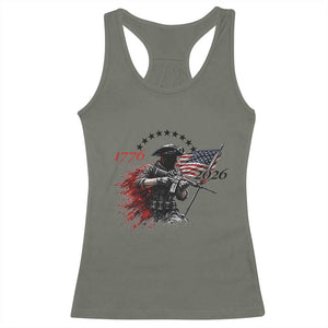 250 Years Anniversary Yankee Spirit Racerback Tank Top 1776 2026 Patriotic Tactical Minuteman Independence Day 4th July US Flag TS10 Military Green Print Your Wear