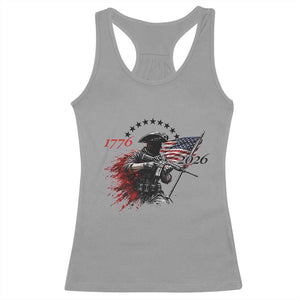 250 Years Anniversary Yankee Spirit Racerback Tank Top 1776 2026 Patriotic Tactical Minuteman Independence Day 4th July US Flag TS10 Sport Gray Print Your Wear