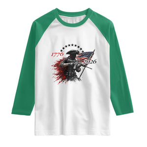 250 Years Anniversary Yankee Spirit Raglan Shirt 1776 2026 Patriotic Tactical Minuteman Independence Day 4th July US Flag TS10 White Kelly Green Print Your Wear