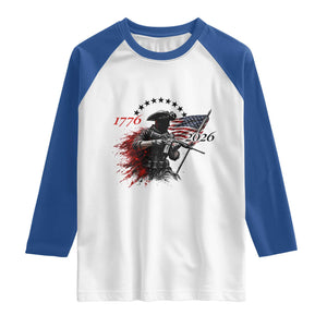 250 Years Anniversary Yankee Spirit Raglan Shirt 1776 2026 Patriotic Tactical Minuteman Independence Day 4th July US Flag TS10 White Royal Print Your Wear