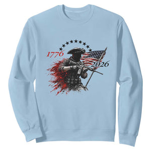 250 Years Anniversary Yankee Spirit Sweatshirt 1776 2026 Patriotic Tactical Minuteman Independence Day 4th July US Flag TS10 Light Blue Print Your Wear