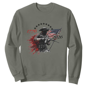 250 Years Anniversary Yankee Spirit Sweatshirt 1776 2026 Patriotic Tactical Minuteman Independence Day 4th July US Flag TS10 Military Green Print Your Wear