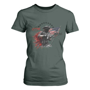 250 Years Anniversary Yankee Spirit T Shirt For Women 1776 2026 Patriotic Tactical Minuteman Independence Day 4th July US Flag TS10 Dark Forest Green Print Your Wear