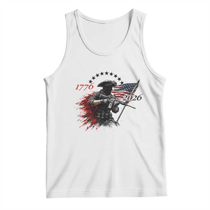 250 Years Anniversary Yankee Spirit Tank Top 1776 2026 Patriotic Tactical Minuteman Independence Day 4th July US Flag TS10 White Print Your Wear