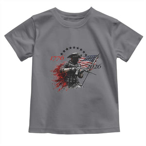 250 Years Anniversary Yankee Spirit Toddler T Shirt 1776 2026 Patriotic Tactical Minuteman Independence Day 4th July US Flag TS10 Charcoal Print Your Wear