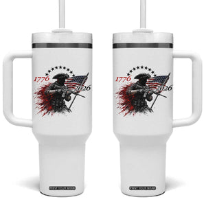 250 Years Anniversary Yankee Spirit Tumbler With Handle 1776 2026 Patriotic Tactical Minuteman Independence Day 4th July US Flag TS10 One Size: 40 oz White Print Your Wear
