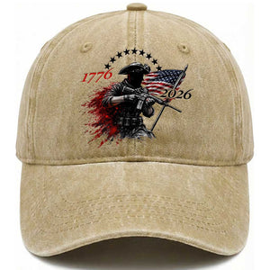 250 Years Anniversary Yankee Spirit Washed Cotton Baseball Cap 1776 2026 Patriotic Tactical Minuteman Independence Day 4th July US Flag TS10 Print Your Wear