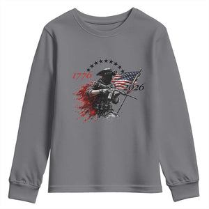 250 Years Anniversary Yankee Spirit Youth Sweatshirt 1776 2026 Patriotic Tactical Minuteman Independence Day 4th July US Flag TS10 Charcoal Print Your Wear