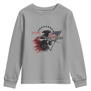 250 Years Anniversary Yankee Spirit Youth Sweatshirt 1776 2026 Patriotic Tactical Minuteman Independence Day 4th July US Flag TS10 Sport Gray Print Your Wear