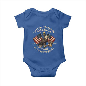 USA 250th Anniversary Baby Onesie Vintage Eagle US Flag Independence Day 4th July Patriotic TS10 Royal Blue Print Your Wear