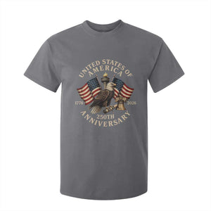 USA 250th Anniversary T Shirt For Kid Vintage Eagle US Flag Independence Day 4th July Patriotic TS10 Charcoal Print Your Wear