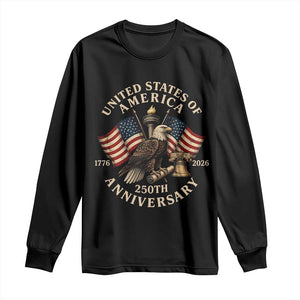 USA 250th Anniversary Long Sleeve Shirt Vintage Eagle US Flag Independence Day 4th July Patriotic TS10 Black Print Your Wear