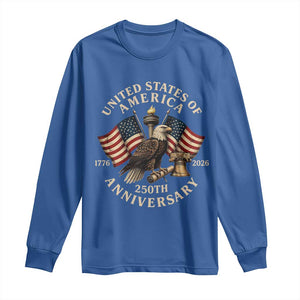 USA 250th Anniversary Long Sleeve Shirt Vintage Eagle US Flag Independence Day 4th July Patriotic TS10 Royal Blue Print Your Wear