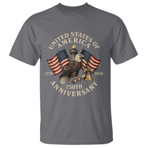 USA 250th Anniversary T Shirt Vintage Eagle US Flag Independence Day 4th July Patriotic TS10 Charcoal Print Your Wear