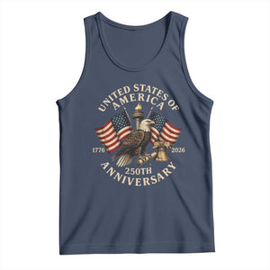 USA 250th Anniversary Tank Top Vintage Eagle US Flag Independence Day 4th July Patriotic TS10 Navy Print Your Wear