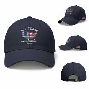 USA 250th Anniversary Baseball Cap United States Semiquincentennial 1776 2026 Patriotic Independence Day TS10 Baseball Cap Universal Fit Navy Print Your Wear