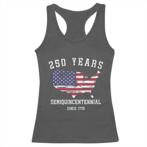 USA 250th Anniversary Racerback Tank Top United States Semiquincentennial 1776 2026 Patriotic Independence Day TS10 Dark Heather Print Your Wear