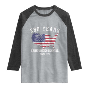 USA 250th Anniversary Raglan Shirt United States Semiquincentennial 1776 2026 Patriotic Independence Day TS10 Heather Gray Heather Charcoal Print Your Wear