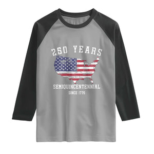 USA 250th Anniversary Raglan Shirt United States Semiquincentennial 1776 2026 Patriotic Independence Day TS10 Sport Gray Black Print Your Wear