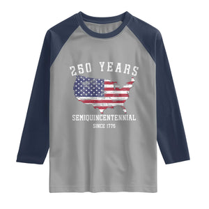 USA 250th Anniversary Raglan Shirt United States Semiquincentennial 1776 2026 Patriotic Independence Day TS10 Sport Gray Navy Print Your Wear