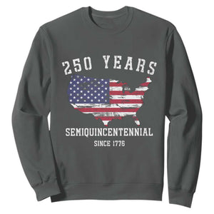USA 250th Anniversary Sweatshirt United States Semiquincentennial 1776 2026 Patriotic Independence Day TS10 Dark Heather Print Your Wear