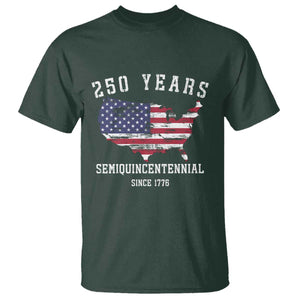 USA 250th Anniversary T Shirt United States Semiquincentennial 1776 2026 Patriotic Independence Day TS10 Dark Forest Green Print Your Wear
