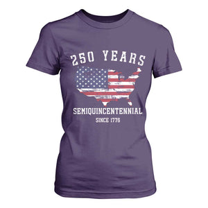 USA 250th Anniversary T Shirt For Women United States Semiquincentennial 1776 2026 Patriotic Independence Day TS10 Purple Print Your Wear