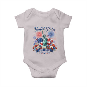 250th Anniversary USA Baby Onesie Patriotic Liberty Floral 250 Years American 4th July 1776 2026 TS10 Ice Gray Print Your Wear