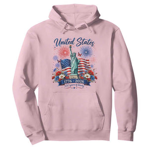 250th Anniversary USA Hoodie Patriotic Liberty Floral 250 Years American 4th July 1776 2026 TS10 Light Pink Print Your Wear