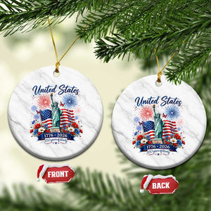 250th Anniversary USA Ceramic Ornament Patriotic Liberty Floral 250 Years American 4th July 1776 2026 TS10 1pc White Marble Print Your Wear