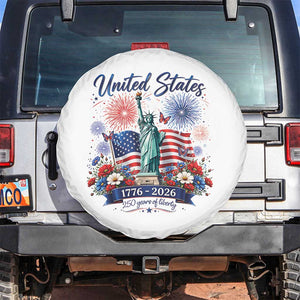 250th Anniversary USA Spare Tire Cover Patriotic Liberty Floral 250 Years American 4th July 1776 2026 TS10 No hole White Print Your Wear