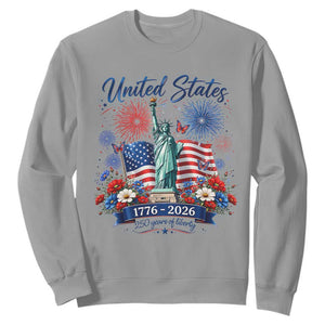 250th Anniversary USA Sweatshirt Patriotic Liberty Floral 250 Years American 4th July 1776 2026 TS10 Sport Gray Print Your Wear