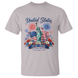250th Anniversary USA T Shirt Patriotic Liberty Floral 250 Years American 4th July 1776 2026 TS10 Ice Gray Print Your Wear