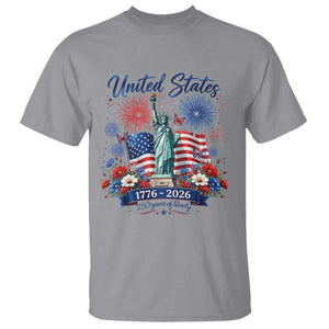 250th Anniversary USA T Shirt Patriotic Liberty Floral 250 Years American 4th July 1776 2026 TS10 Sport Gray Print Your Wear
