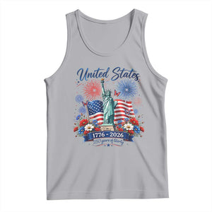 250th Anniversary USA Tank Top Patriotic Liberty Floral 250 Years American 4th July 1776 2026 TS10 Athletic Heather Print Your Wear