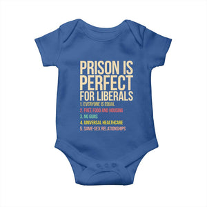 Prison Is Perfect For Liberals Baby Onesie Funny Anti Liberal Quote Satire Statement Subtle FDT Political Humor