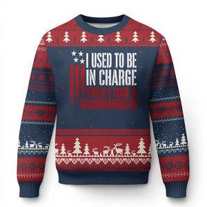 I Used To Be in Charge Then I Had A Granddaughter Ugly Christmas Sweater Funny Saying Gag Gift Birthday Grandpa Fathers Day US Flag