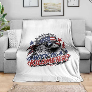 Funny 4th Of July WTF Is A Kilometer Throw Blanket Vintage USA Meme Patriotic Eagle Humor Independence Day