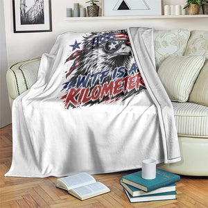 Funny 4th Of July WTF Is A Kilometer Throw Blanket Vintage USA Meme Patriotic Eagle Humor Independence Day