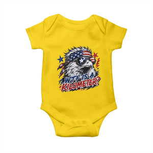 Funny 4th Of July WTF Is A Kilometer Baby Onesie Vintage USA Meme Patriotic Eagle Humor Independence Day