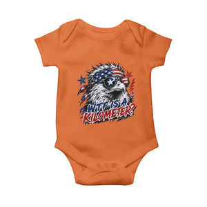 Funny 4th Of July WTF Is A Kilometer Baby Onesie Vintage USA Meme Patriotic Eagle Humor Independence Day