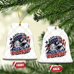 Funny 4th Of July WTF Is A Kilometer Ceramic Ornament Vintage USA Meme Patriotic Eagle Humor Independence Day