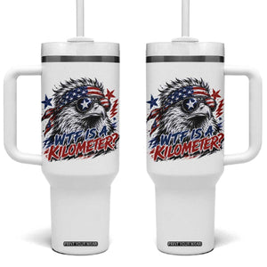 Funny 4th Of July WTF Is A Kilometer Tumbler With Handle Vintage USA Meme Patriotic Eagle Humor Independence Day