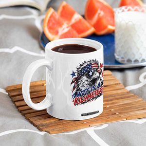 Funny 4th Of July WTF Is A Kilometer Coffee Mug Vintage USA Meme Patriotic Eagle Humor Independence Day