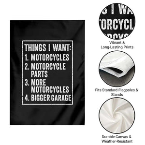 Funny Motorcycle Lovers Garden Flag Things I Want Vintage Garage Graphic Bikers Club TS10 Print Your Wear
