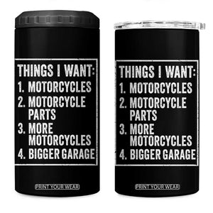 Funny Motorcycle Lovers 4 in 1 Can Cooler Tumbler Things I Want Vintage Garage Graphic Bikers Club TS10 One Size: 16 oz Black Print Your Wear