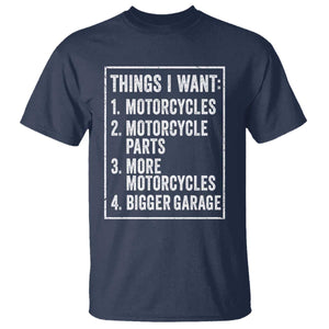 Funny Motorcycle Lovers T Shirt Things I Want Vintage Garage Graphic Bikers Club TS10 Navy Print Your Wear