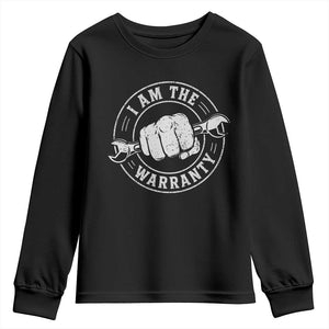 I Am The Warranty Mechanic Youth Sweatshirt Car Repair Guy Funny Handyman Distressed Graphic