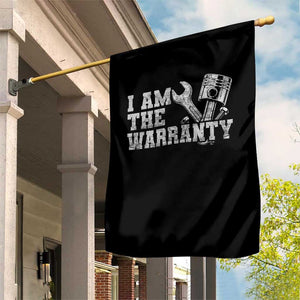 I Am The Warranty Garden Flag Race Car Parts Repair Guy Funny Mechanic